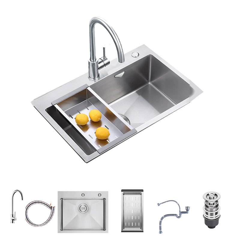 Stainless Steel Drop-In Kitchen Sink Overflow Hole Design Kitchen Sink with Faucet 30"L x 19"W x 8"H Round Faucet Clearhalo 'Home Improvement' 'home_improvement' 'home_improvement_kitchen_sinks' 'Kitchen Remodel & Kitchen Fixtures' 'Kitchen Sinks & Faucet Components' 'Kitchen Sinks' 'kitchen_sinks' 7490317