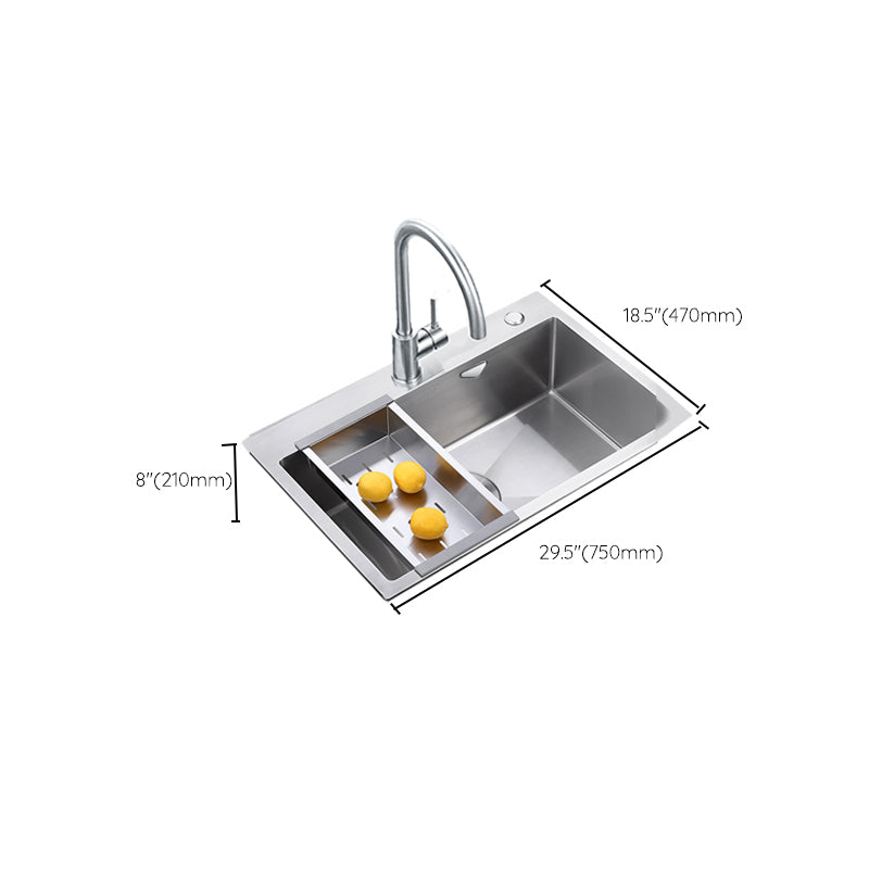 Stainless Steel Drop-In Kitchen Sink Overflow Hole Design Kitchen Sink with Faucet Clearhalo 'Home Improvement' 'home_improvement' 'home_improvement_kitchen_sinks' 'Kitchen Remodel & Kitchen Fixtures' 'Kitchen Sinks & Faucet Components' 'Kitchen Sinks' 'kitchen_sinks' 7490329