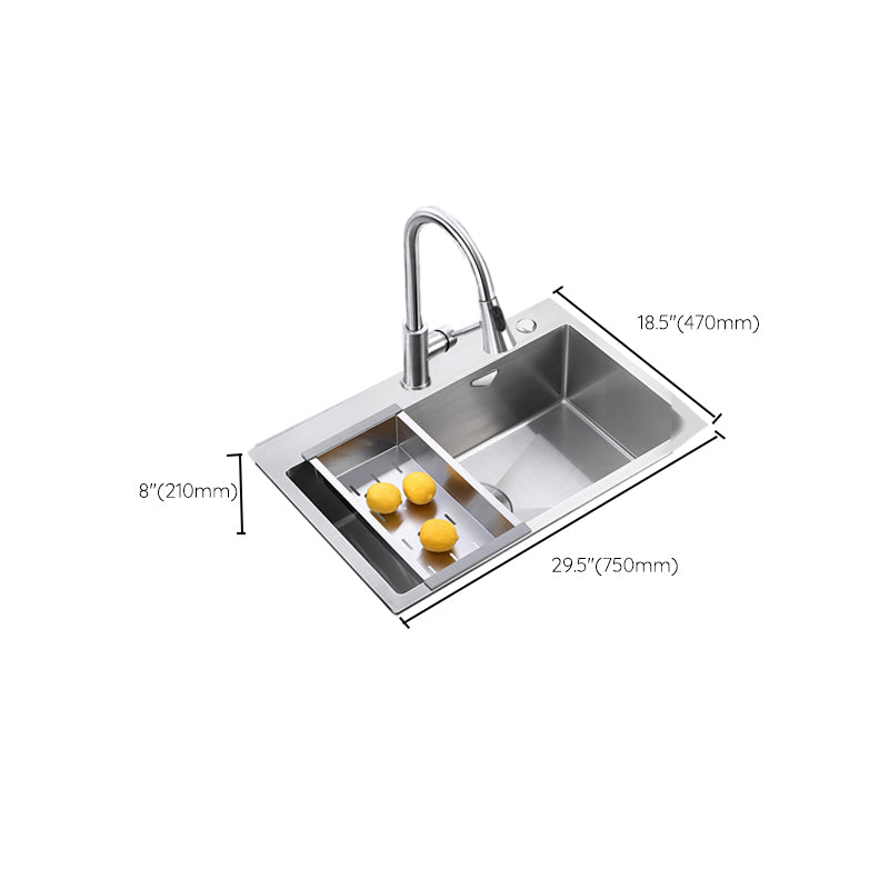 Stainless Steel Drop-In Kitchen Sink Overflow Hole Design Kitchen Sink with Faucet Clearhalo 'Home Improvement' 'home_improvement' 'home_improvement_kitchen_sinks' 'Kitchen Remodel & Kitchen Fixtures' 'Kitchen Sinks & Faucet Components' 'Kitchen Sinks' 'kitchen_sinks' 7490330