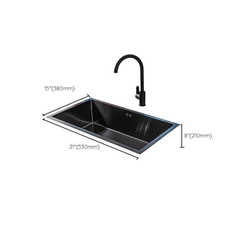 Black Single Bowl Kitchen Sink Stainless Steel Sink with Soap Dispenser Clearhalo 'Home Improvement' 'home_improvement' 'home_improvement_kitchen_sinks' 'Kitchen Remodel & Kitchen Fixtures' 'Kitchen Sinks & Faucet Components' 'Kitchen Sinks' 'kitchen_sinks' 7490377