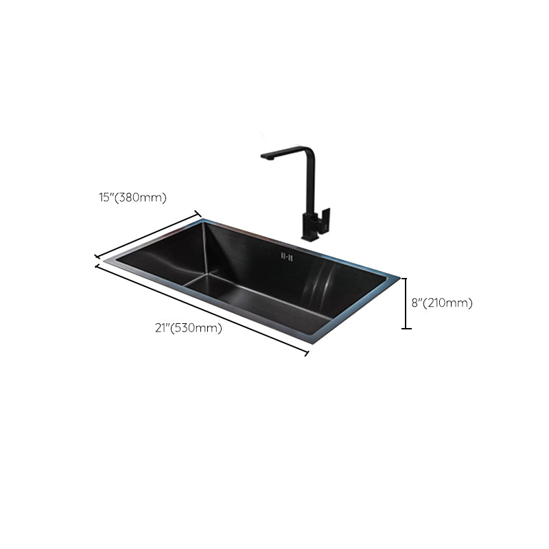 Black Single Bowl Kitchen Sink Stainless Steel Sink with Soap Dispenser Clearhalo 'Home Improvement' 'home_improvement' 'home_improvement_kitchen_sinks' 'Kitchen Remodel & Kitchen Fixtures' 'Kitchen Sinks & Faucet Components' 'Kitchen Sinks' 'kitchen_sinks' 7490378