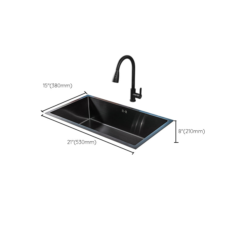 Black Single Bowl Kitchen Sink Stainless Steel Sink with Soap Dispenser Clearhalo 'Home Improvement' 'home_improvement' 'home_improvement_kitchen_sinks' 'Kitchen Remodel & Kitchen Fixtures' 'Kitchen Sinks & Faucet Components' 'Kitchen Sinks' 'kitchen_sinks' 7490384