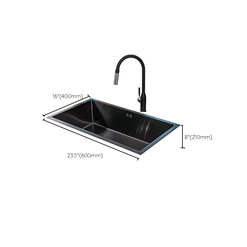 Black Single Bowl Kitchen Sink Stainless Steel Sink with Soap Dispenser Clearhalo 'Home Improvement' 'home_improvement' 'home_improvement_kitchen_sinks' 'Kitchen Remodel & Kitchen Fixtures' 'Kitchen Sinks & Faucet Components' 'Kitchen Sinks' 'kitchen_sinks' 7490390