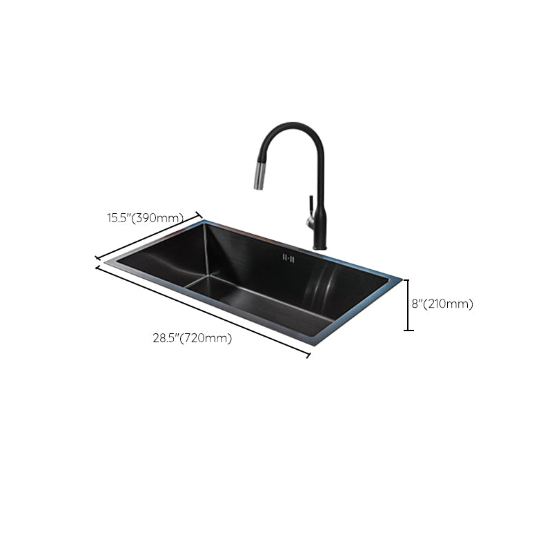 Black Single Bowl Kitchen Sink Stainless Steel Sink with Soap Dispenser Clearhalo 'Home Improvement' 'home_improvement' 'home_improvement_kitchen_sinks' 'Kitchen Remodel & Kitchen Fixtures' 'Kitchen Sinks & Faucet Components' 'Kitchen Sinks' 'kitchen_sinks' 7490391