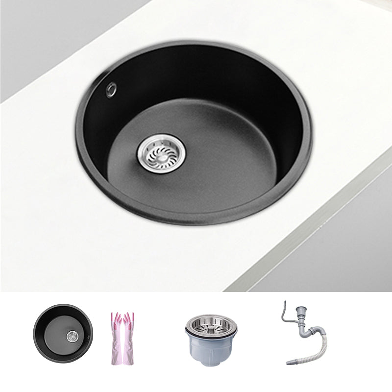 Round Single Bowl Kitchen Sink Granite Sink with Drain Strainer Kit 18"L x 18"W x 8"H Sink Only No Faucet Clearhalo 'Home Improvement' 'home_improvement' 'home_improvement_kitchen_sinks' 'Kitchen Remodel & Kitchen Fixtures' 'Kitchen Sinks & Faucet Components' 'Kitchen Sinks' 'kitchen_sinks' 7490405