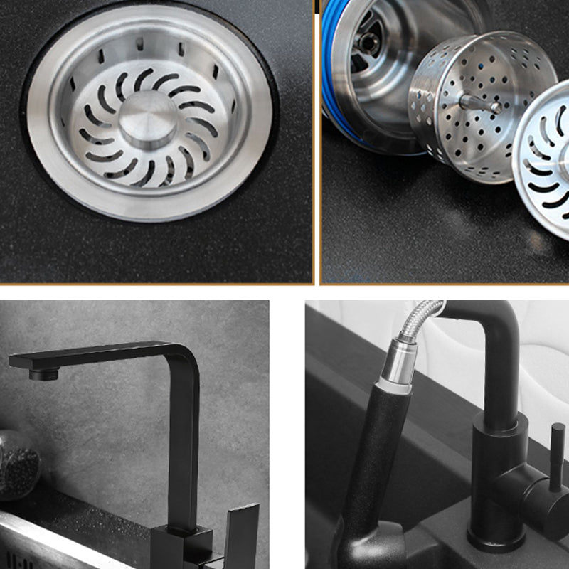 Round Single Bowl Kitchen Sink Granite Sink with Drain Strainer Kit Clearhalo 'Home Improvement' 'home_improvement' 'home_improvement_kitchen_sinks' 'Kitchen Remodel & Kitchen Fixtures' 'Kitchen Sinks & Faucet Components' 'Kitchen Sinks' 'kitchen_sinks' 7490413