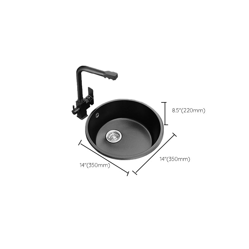 Round Single Bowl Kitchen Sink Granite Sink with Drain Strainer Kit Clearhalo 'Home Improvement' 'home_improvement' 'home_improvement_kitchen_sinks' 'Kitchen Remodel & Kitchen Fixtures' 'Kitchen Sinks & Faucet Components' 'Kitchen Sinks' 'kitchen_sinks' 7490447