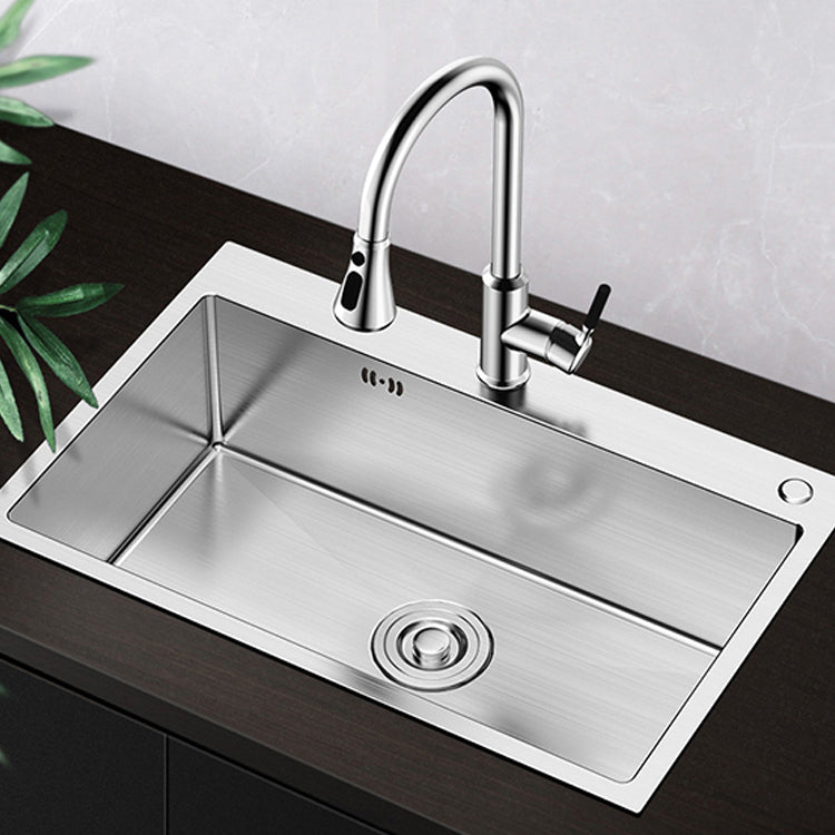 Kitchen Sink Overflow Hole Design Kitchen Sink with Drain Assembly Clearhalo 'Home Improvement' 'home_improvement' 'home_improvement_kitchen_sinks' 'Kitchen Remodel & Kitchen Fixtures' 'Kitchen Sinks & Faucet Components' 'Kitchen Sinks' 'kitchen_sinks' 7490452