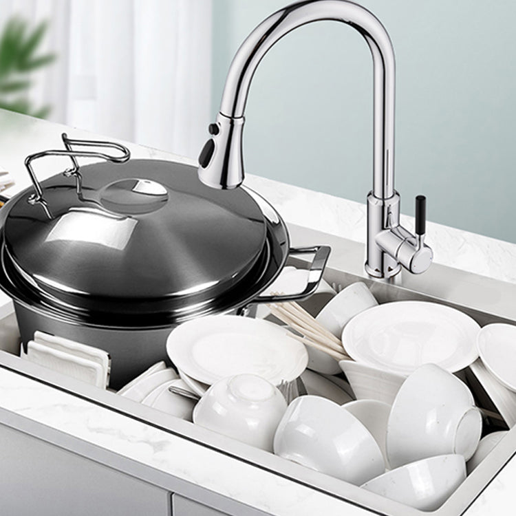 Kitchen Sink Overflow Hole Design Kitchen Sink with Drain Assembly Clearhalo 'Home Improvement' 'home_improvement' 'home_improvement_kitchen_sinks' 'Kitchen Remodel & Kitchen Fixtures' 'Kitchen Sinks & Faucet Components' 'Kitchen Sinks' 'kitchen_sinks' 7490455