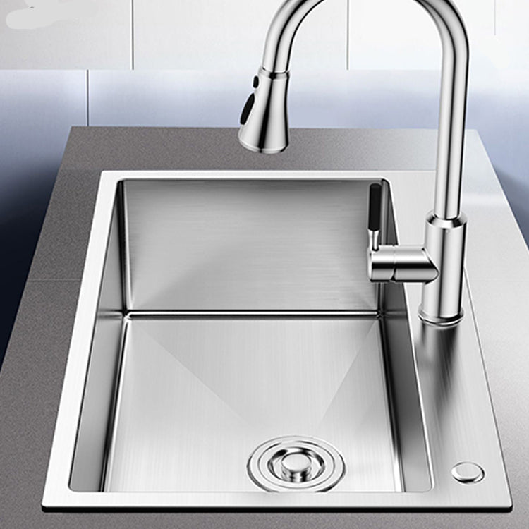 Kitchen Sink Overflow Hole Design Kitchen Sink with Drain Assembly Clearhalo 'Home Improvement' 'home_improvement' 'home_improvement_kitchen_sinks' 'Kitchen Remodel & Kitchen Fixtures' 'Kitchen Sinks & Faucet Components' 'Kitchen Sinks' 'kitchen_sinks' 7490456