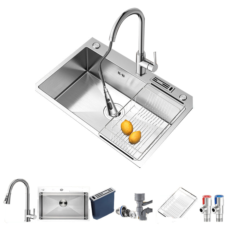 Kitchen Sink Overflow Hole Design Kitchen Sink with Drain Assembly 29.5"L x 18.1"W x 8.7"H Pull Out Faucet Clearhalo 'Home Improvement' 'home_improvement' 'home_improvement_kitchen_sinks' 'Kitchen Remodel & Kitchen Fixtures' 'Kitchen Sinks & Faucet Components' 'Kitchen Sinks' 'kitchen_sinks' 7490472