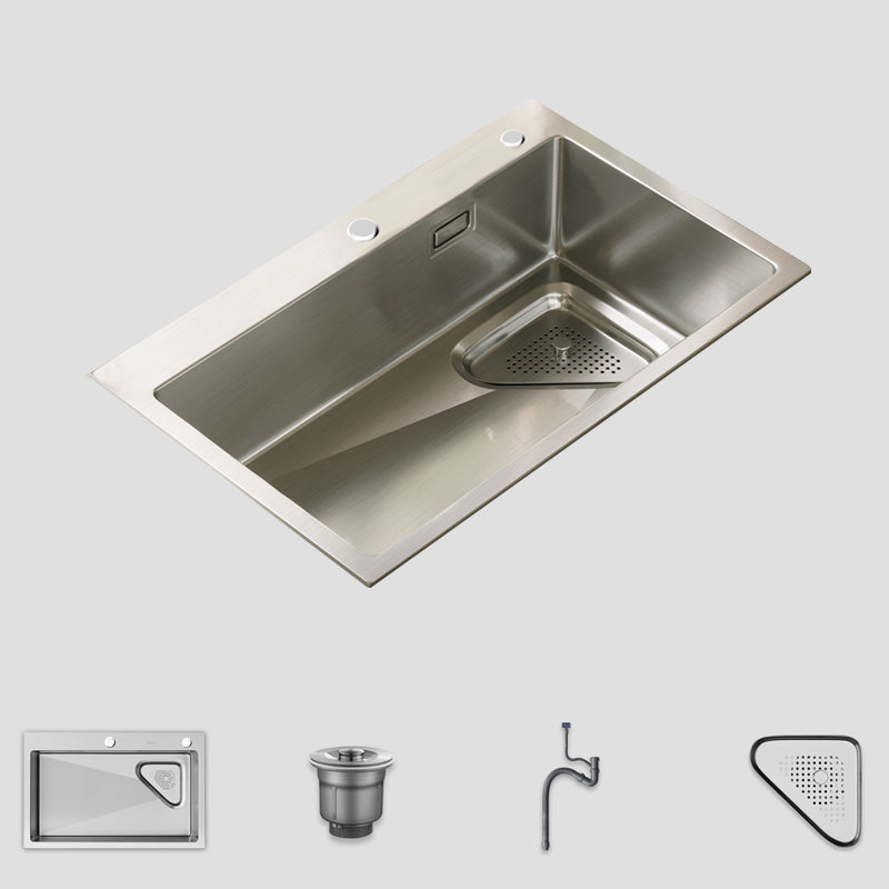 Modern Stainless Steel Kitchen Sink Single Bowl Rectangle Sink with Soap Dispenser Sink Only No Faucet Clearhalo 'Home Improvement' 'home_improvement' 'home_improvement_kitchen_sinks' 'Kitchen Remodel & Kitchen Fixtures' 'Kitchen Sinks & Faucet Components' 'Kitchen Sinks' 'kitchen_sinks' 7490495