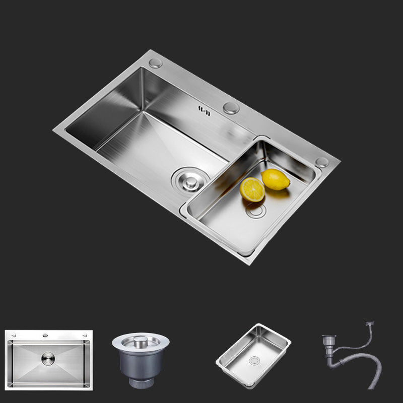 Rectangle Stainless Steel Kitchen Sink Single Bowl Sink with Soap Dispenser Sink Only No Faucet Clearhalo 'Home Improvement' 'home_improvement' 'home_improvement_kitchen_sinks' 'Kitchen Remodel & Kitchen Fixtures' 'Kitchen Sinks & Faucet Components' 'Kitchen Sinks' 'kitchen_sinks' 7490515