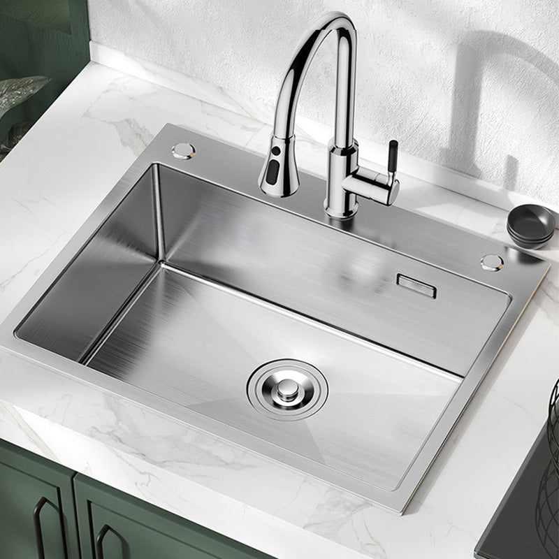 Rectangle Stainless Steel Kitchen Sink Single Bowl Sink with Soap Dispenser Clearhalo 'Home Improvement' 'home_improvement' 'home_improvement_kitchen_sinks' 'Kitchen Remodel & Kitchen Fixtures' 'Kitchen Sinks & Faucet Components' 'Kitchen Sinks' 'kitchen_sinks' 7490517
