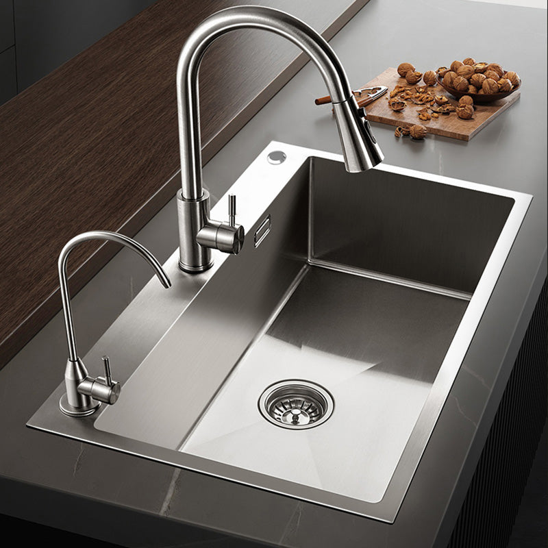 Rectangle Stainless Steel Kitchen Sink Single Bowl Sink with Soap Dispenser Clearhalo 'Home Improvement' 'home_improvement' 'home_improvement_kitchen_sinks' 'Kitchen Remodel & Kitchen Fixtures' 'Kitchen Sinks & Faucet Components' 'Kitchen Sinks' 'kitchen_sinks' 7490521