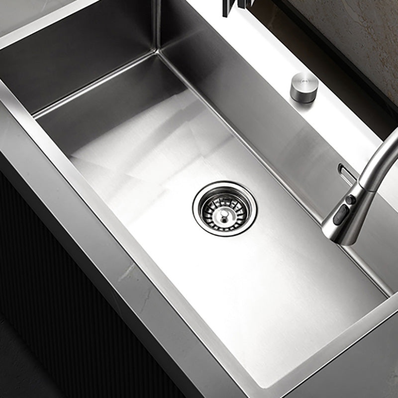 Rectangle Stainless Steel Kitchen Sink Single Bowl Sink with Soap Dispenser Clearhalo 'Home Improvement' 'home_improvement' 'home_improvement_kitchen_sinks' 'Kitchen Remodel & Kitchen Fixtures' 'Kitchen Sinks & Faucet Components' 'Kitchen Sinks' 'kitchen_sinks' 7490526