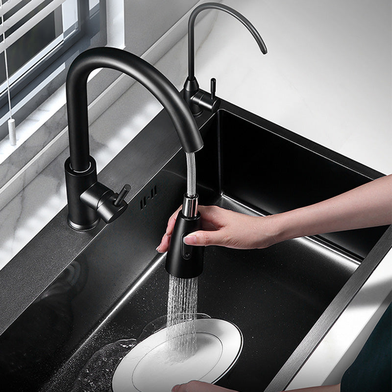 Black Stainless Steel Kitchen Sink Single Bowl Sink with Basket Strainer Clearhalo 'Home Improvement' 'home_improvement' 'home_improvement_kitchen_sinks' 'Kitchen Remodel & Kitchen Fixtures' 'Kitchen Sinks & Faucet Components' 'Kitchen Sinks' 'kitchen_sinks' 7490547