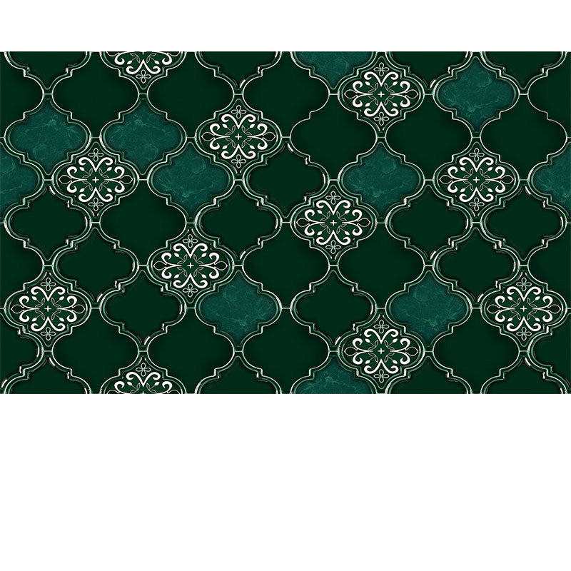 Arabesque Peel and Stick Tiles Mosaic Tile Peel and Stick Backsplash Green 39"L x 24"W Clearhalo 'Flooring 'Home Improvement' 'home_improvement' 'home_improvement_peel_stick_blacksplash' 'Peel & Stick Backsplash Tile' 'peel_stick_blacksplash' 'Walls & Ceilings' Walls and Ceiling' 7491060
