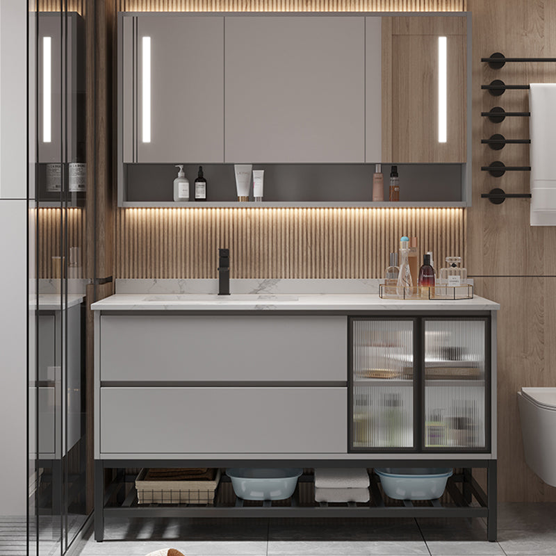 Bathroom Vanity Set Drawers Storage Shelf Ceramic Sink Vanity Set Clearhalo 'Bathroom Remodel & Bathroom Fixtures' 'Bathroom Vanities' 'bathroom_vanities' 'Home Improvement' 'home_improvement' 'home_improvement_bathroom_vanities' 7492136