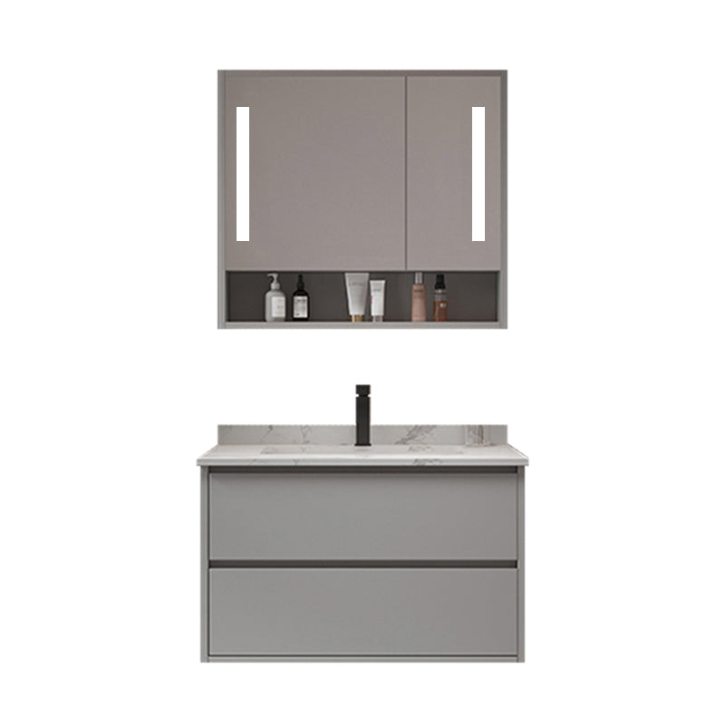 Bathroom Vanity Set Drawers Storage Shelf Ceramic Sink Vanity Set Vanity & Faucet & Smart Medicine Cabinet 28"L x 20"W x 20"H Clearhalo 'Bathroom Remodel & Bathroom Fixtures' 'Bathroom Vanities' 'bathroom_vanities' 'Home Improvement' 'home_improvement' 'home_improvement_bathroom_vanities' 7492137