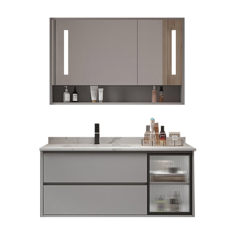 Bathroom Vanity Set Drawers Storage Shelf Ceramic Sink Vanity Set Vanity & Faucet & Smart Medicine Cabinet 31.5"L x 20"W x 20"H Clearhalo 'Bathroom Remodel & Bathroom Fixtures' 'Bathroom Vanities' 'bathroom_vanities' 'Home Improvement' 'home_improvement' 'home_improvement_bathroom_vanities' 7492139