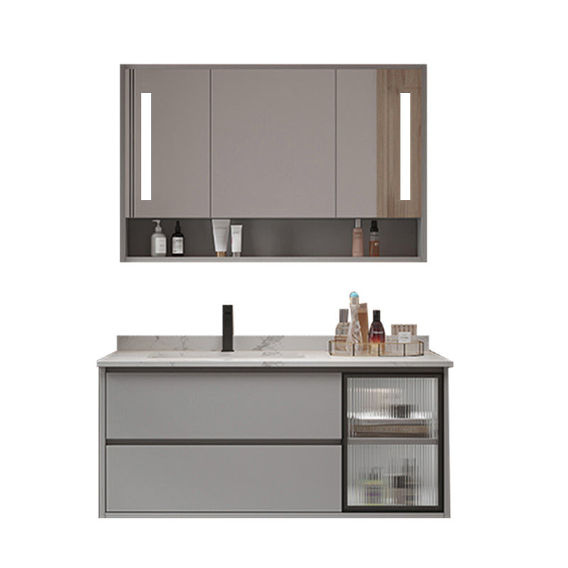 Bathroom Vanity Set Drawers Storage Shelf Ceramic Sink Vanity Set Vanity & Faucet & Smart Medicine Cabinet 35"L x 20"W x 20"H Clearhalo 'Bathroom Remodel & Bathroom Fixtures' 'Bathroom Vanities' 'bathroom_vanities' 'Home Improvement' 'home_improvement' 'home_improvement_bathroom_vanities' 7492141