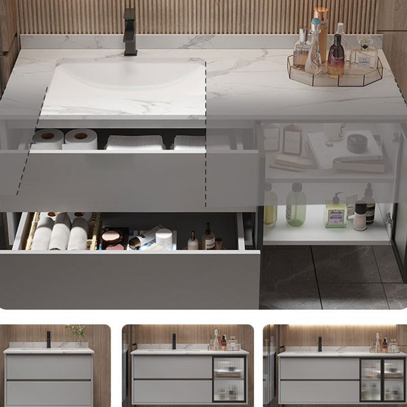 Bathroom Vanity Set Drawers Storage Shelf Ceramic Sink Vanity Set Clearhalo 'Bathroom Remodel & Bathroom Fixtures' 'Bathroom Vanities' 'bathroom_vanities' 'Home Improvement' 'home_improvement' 'home_improvement_bathroom_vanities' 7492145