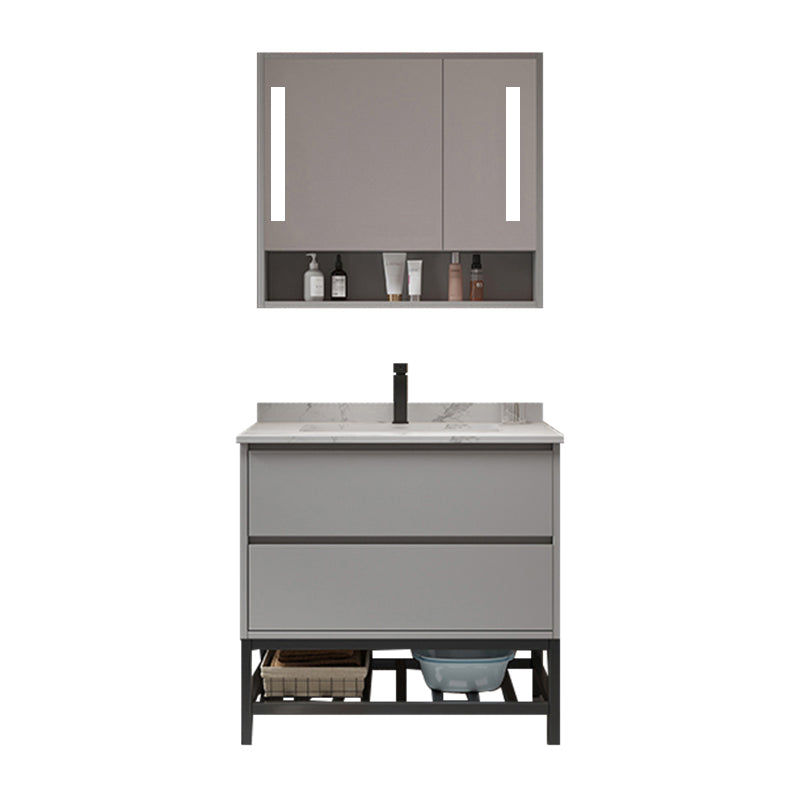 Bathroom Vanity Set Drawers Storage Shelf Ceramic Sink Vanity Set Vanity & Faucet & Smart Medicine Cabinet 27.5"L x 20"W x 31.5"H Clearhalo 'Bathroom Remodel & Bathroom Fixtures' 'Bathroom Vanities' 'bathroom_vanities' 'Home Improvement' 'home_improvement' 'home_improvement_bathroom_vanities' 7492149