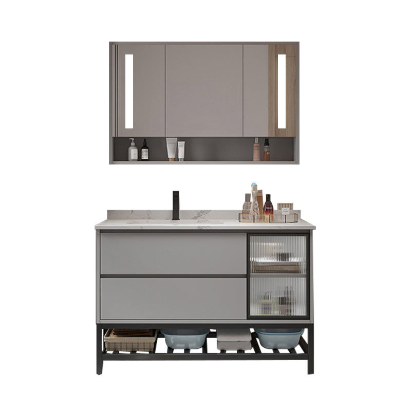 Bathroom Vanity Set Drawers Storage Shelf Ceramic Sink Vanity Set Vanity & Faucet & Smart Medicine Cabinet 39"L x 20"W x 31"H Clearhalo 'Bathroom Remodel & Bathroom Fixtures' 'Bathroom Vanities' 'bathroom_vanities' 'Home Improvement' 'home_improvement' 'home_improvement_bathroom_vanities' 7492154