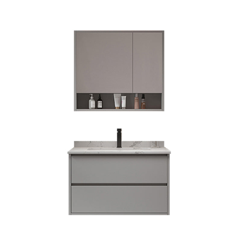 Bathroom Vanity Set Drawers Storage Shelf Ceramic Sink Vanity Set Vanity & Faucet & Mirror Cabinet 24"L x 20"W x 20"H Clearhalo 'Bathroom Remodel & Bathroom Fixtures' 'Bathroom Vanities' 'bathroom_vanities' 'Home Improvement' 'home_improvement' 'home_improvement_bathroom_vanities' 7492156