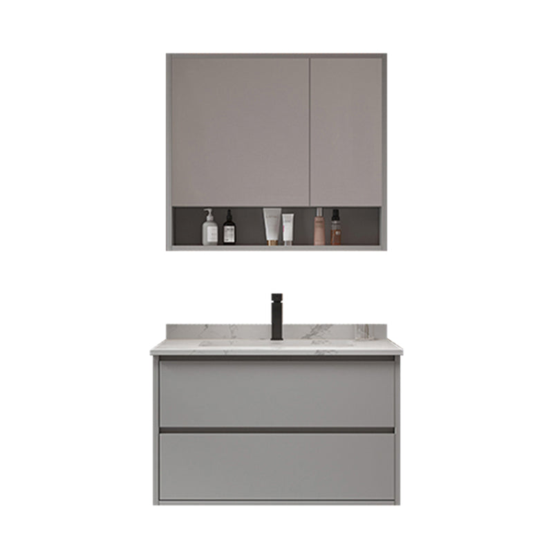 Bathroom Vanity Set Drawers Storage Shelf Ceramic Sink Vanity Set Vanity & Faucet & Mirror Cabinet 28"L x 20"W x 20"H Clearhalo 'Bathroom Remodel & Bathroom Fixtures' 'Bathroom Vanities' 'bathroom_vanities' 'Home Improvement' 'home_improvement' 'home_improvement_bathroom_vanities' 7492157