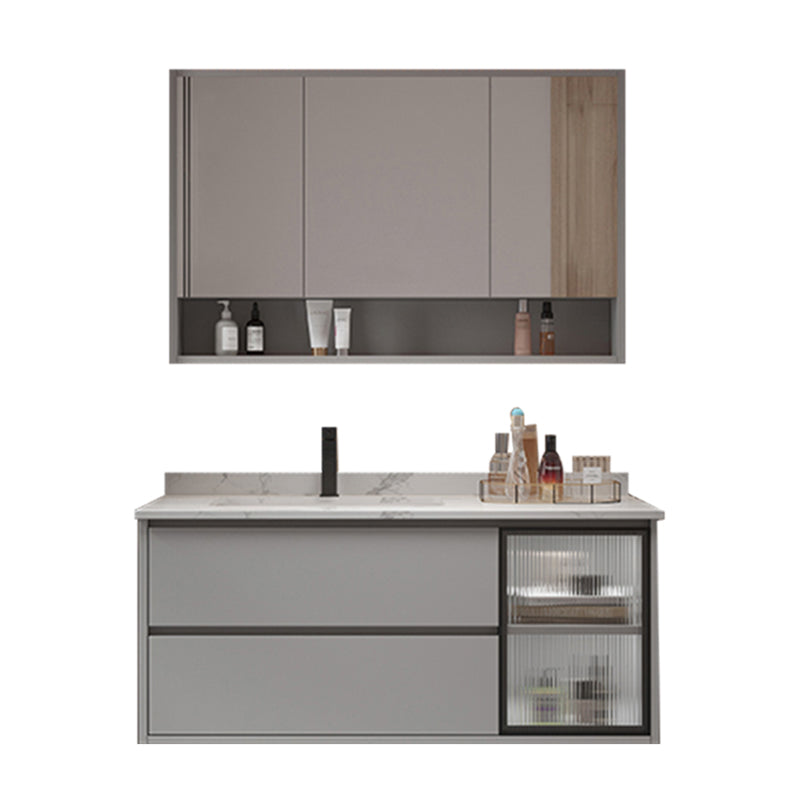 Bathroom Vanity Set Drawers Storage Shelf Ceramic Sink Vanity Set Vanity & Faucet & Mirror Cabinet 39.5"L x 20"W x 20"H Clearhalo 'Bathroom Remodel & Bathroom Fixtures' 'Bathroom Vanities' 'bathroom_vanities' 'Home Improvement' 'home_improvement' 'home_improvement_bathroom_vanities' 7492160