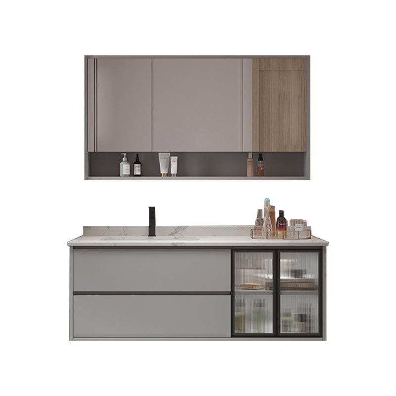 Bathroom Vanity Set Drawers Storage Shelf Ceramic Sink Vanity Set Vanity & Faucet & Mirror Cabinet 47"L x 20"W x 20"H Clearhalo 'Bathroom Remodel & Bathroom Fixtures' 'Bathroom Vanities' 'bathroom_vanities' 'Home Improvement' 'home_improvement' 'home_improvement_bathroom_vanities' 7492161