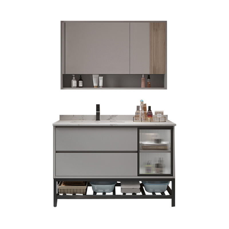 Bathroom Vanity Set Drawers Storage Shelf Ceramic Sink Vanity Set Vanity & Faucet & Mirror Cabinet 31"L x 20"W x 31"H Clearhalo 'Bathroom Remodel & Bathroom Fixtures' 'Bathroom Vanities' 'bathroom_vanities' 'Home Improvement' 'home_improvement' 'home_improvement_bathroom_vanities' 7492164