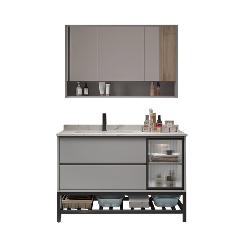 Bathroom Vanity Set Drawers Storage Shelf Ceramic Sink Vanity Set Vanity & Faucet & Mirror Cabinet 39"L x 20"W x 31"H Clearhalo 'Bathroom Remodel & Bathroom Fixtures' 'Bathroom Vanities' 'bathroom_vanities' 'Home Improvement' 'home_improvement' 'home_improvement_bathroom_vanities' 7492166