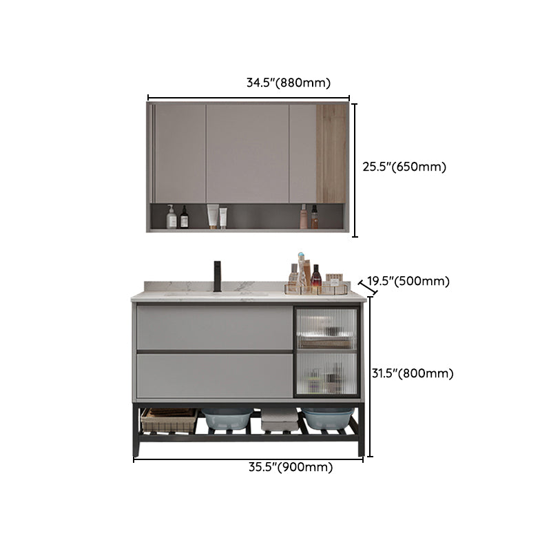 Bathroom Vanity Set Drawers Storage Shelf Ceramic Sink Vanity Set Clearhalo 'Bathroom Remodel & Bathroom Fixtures' 'Bathroom Vanities' 'bathroom_vanities' 'Home Improvement' 'home_improvement' 'home_improvement_bathroom_vanities' 7492179