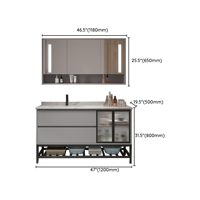 Bathroom Vanity Set Drawers Storage Shelf Ceramic Sink Vanity Set Clearhalo 'Bathroom Remodel & Bathroom Fixtures' 'Bathroom Vanities' 'bathroom_vanities' 'Home Improvement' 'home_improvement' 'home_improvement_bathroom_vanities' 7492187
