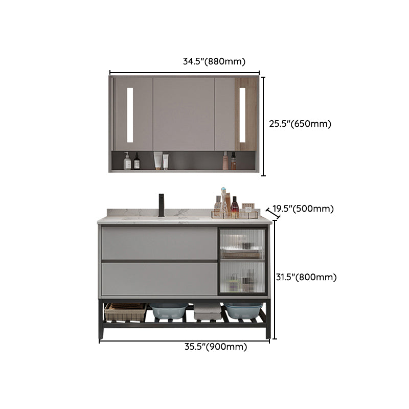 Bathroom Vanity Set Drawers Storage Shelf Ceramic Sink Vanity Set Clearhalo 'Bathroom Remodel & Bathroom Fixtures' 'Bathroom Vanities' 'bathroom_vanities' 'Home Improvement' 'home_improvement' 'home_improvement_bathroom_vanities' 7492191
