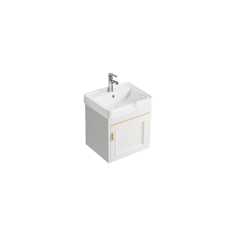 Glam White Sink Vanity Wooden Single Sink Vanity Set for Bathroom Vanity & Faucet 17"L x 14"W x 16"H Towel Bar Not Included Clearhalo 'Bathroom Remodel & Bathroom Fixtures' 'Bathroom Vanities' 'bathroom_vanities' 'Home Improvement' 'home_improvement' 'home_improvement_bathroom_vanities' 7492302