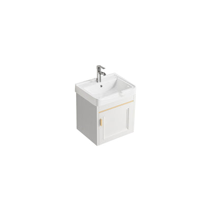 Glam White Sink Vanity Wooden Single Sink Vanity Set for Bathroom Vanity & Faucet 17"L x 14"W x 16"H Towel Bar Not Included Clearhalo 'Bathroom Remodel & Bathroom Fixtures' 'Bathroom Vanities' 'bathroom_vanities' 'Home Improvement' 'home_improvement' 'home_improvement_bathroom_vanities' 7492302