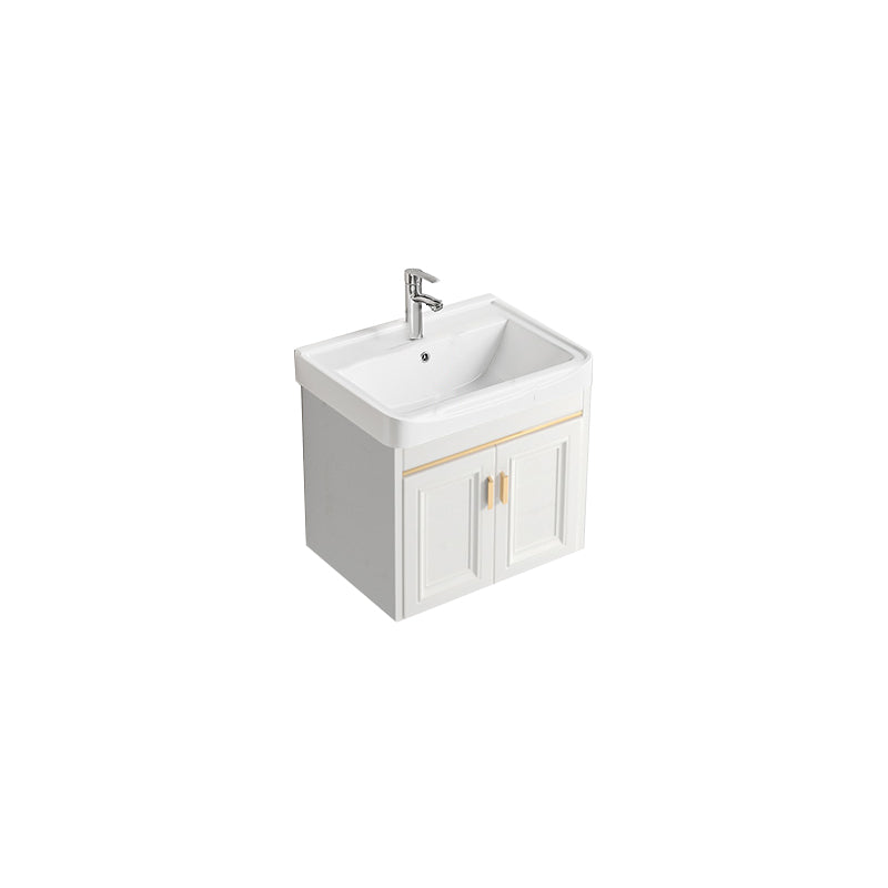 Glam White Sink Vanity Wooden Single Sink Vanity Set for Bathroom Vanity & Faucet 20"L x 14"W x 16"H Towel Bar Not Included Clearhalo 'Bathroom Remodel & Bathroom Fixtures' 'Bathroom Vanities' 'bathroom_vanities' 'Home Improvement' 'home_improvement' 'home_improvement_bathroom_vanities' 7492303