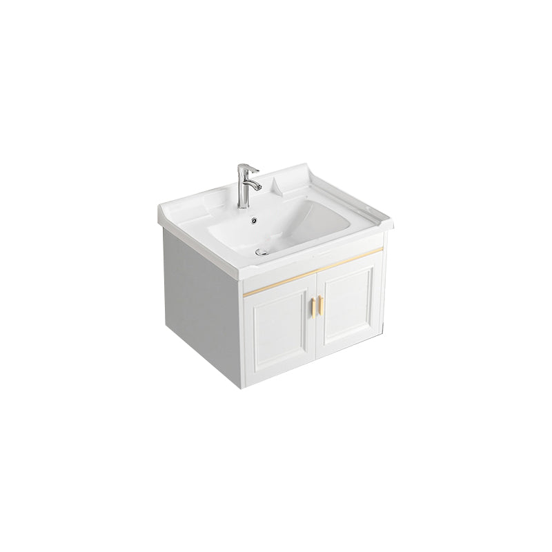 Glam White Sink Vanity Wooden Single Sink Vanity Set for Bathroom Vanity & Faucet 24"L x 16"W x 16"H Towel Bar Not Included Clearhalo 'Bathroom Remodel & Bathroom Fixtures' 'Bathroom Vanities' 'bathroom_vanities' 'Home Improvement' 'home_improvement' 'home_improvement_bathroom_vanities' 7492304