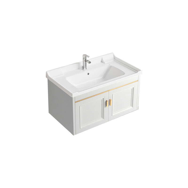 Glam White Sink Vanity Wooden Single Sink Vanity Set for Bathroom Vanity & Faucet 32"L x 19"W x 16"H Towel Bar Not Included Clearhalo 'Bathroom Remodel & Bathroom Fixtures' 'Bathroom Vanities' 'bathroom_vanities' 'Home Improvement' 'home_improvement' 'home_improvement_bathroom_vanities' 7492306