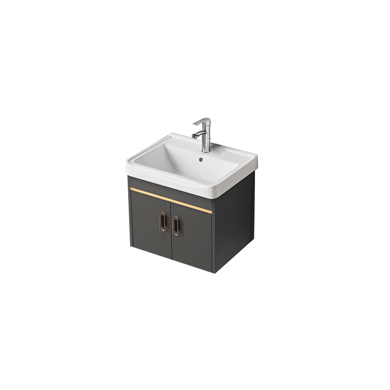 Metal Single Sink Bathroom Vanity Wall Mount Vanity Set with Mirror Vanity & Faucet 20"L x 14"W x 15"H Clearhalo 'Bathroom Remodel & Bathroom Fixtures' 'Bathroom Vanities' 'bathroom_vanities' 'Home Improvement' 'home_improvement' 'home_improvement_bathroom_vanities' 7492372