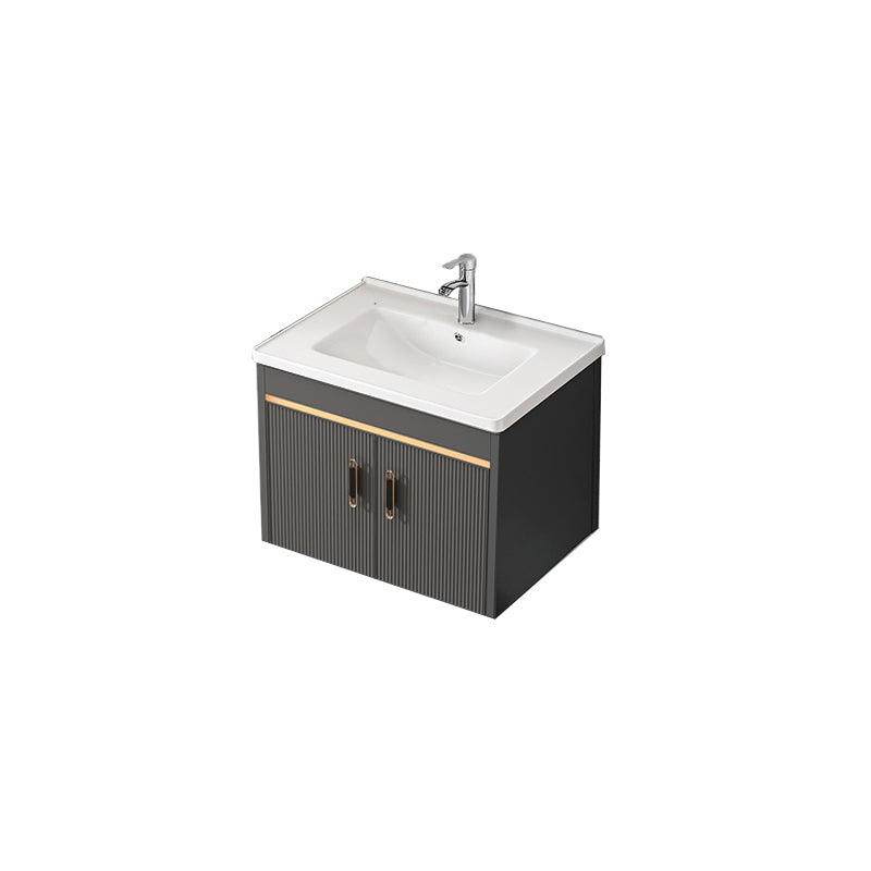 Metal Single Sink Bathroom Vanity Wall Mount Vanity Set with Mirror Vanity & Faucet 24"L x 16"W x 15"H Clearhalo 'Bathroom Remodel & Bathroom Fixtures' 'Bathroom Vanities' 'bathroom_vanities' 'Home Improvement' 'home_improvement' 'home_improvement_bathroom_vanities' 7492373