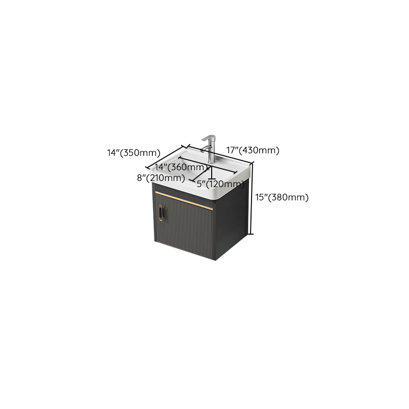 Metal Single Sink Bathroom Vanity Wall Mount Vanity Set with Mirror Clearhalo 'Bathroom Remodel & Bathroom Fixtures' 'Bathroom Vanities' 'bathroom_vanities' 'Home Improvement' 'home_improvement' 'home_improvement_bathroom_vanities' 7492387