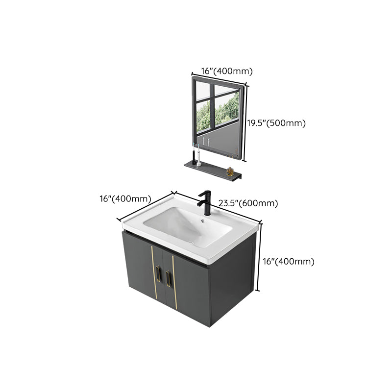 Modern Sink Vanity Grey Metal Vanity Set with Doors for Washroom Clearhalo 'Bathroom Remodel & Bathroom Fixtures' 'Bathroom Vanities' 'bathroom_vanities' 'Home Improvement' 'home_improvement' 'home_improvement_bathroom_vanities' 7493659