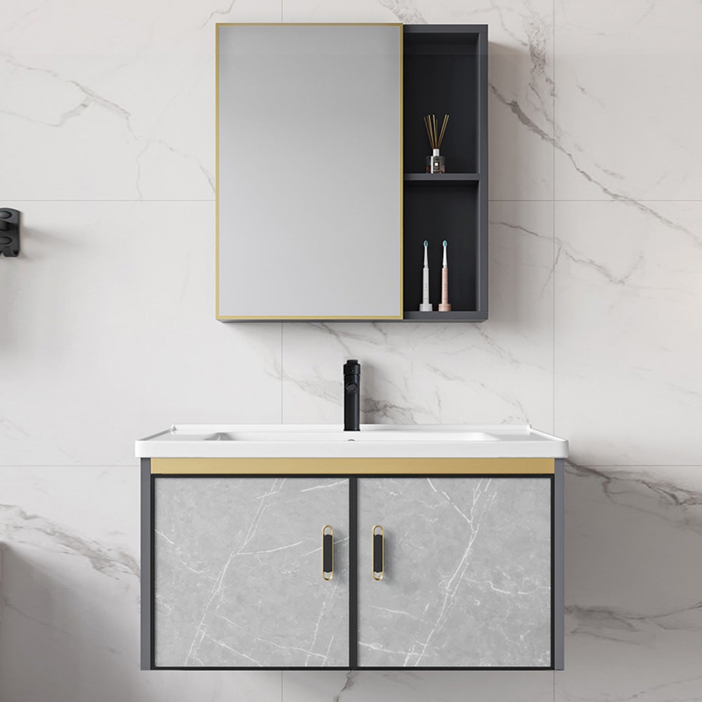 Modern Wall Mount Vanity Set Grey Closed Storage Sink Vanity for Bathroom Clearhalo 'Bathroom Remodel & Bathroom Fixtures' 'Bathroom Vanities' 'bathroom_vanities' 'Home Improvement' 'home_improvement' 'home_improvement_bathroom_vanities' 7493666