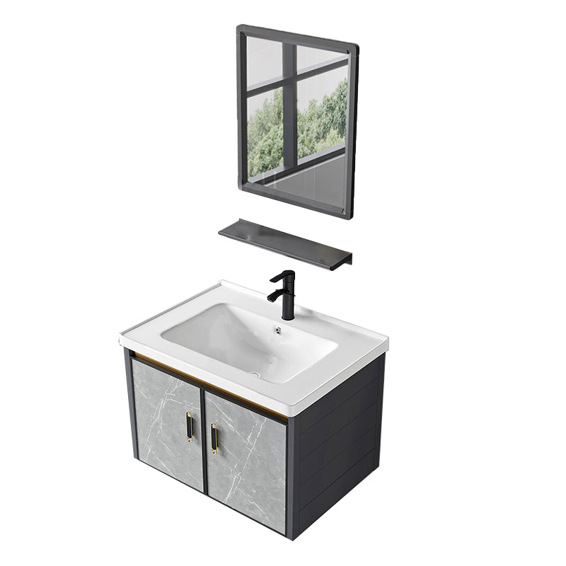 Modern Wall Mount Vanity Set Grey Closed Storage Sink Vanity for Bathroom Vanity & Faucet & Mirrors Ceramic Clearhalo 'Bathroom Remodel & Bathroom Fixtures' 'Bathroom Vanities' 'bathroom_vanities' 'Home Improvement' 'home_improvement' 'home_improvement_bathroom_vanities' 7493668