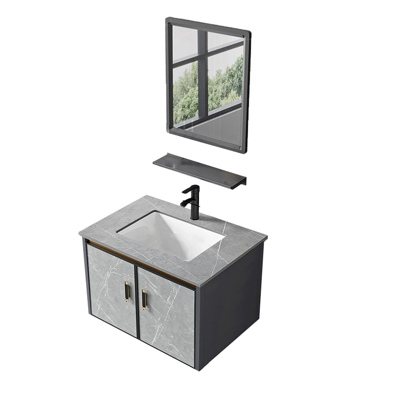 Modern Wall Mount Vanity Set Grey Closed Storage Sink Vanity for Bathroom Vanity & Faucet & Mirrors Stone Clearhalo 'Bathroom Remodel & Bathroom Fixtures' 'Bathroom Vanities' 'bathroom_vanities' 'Home Improvement' 'home_improvement' 'home_improvement_bathroom_vanities' 7493677
